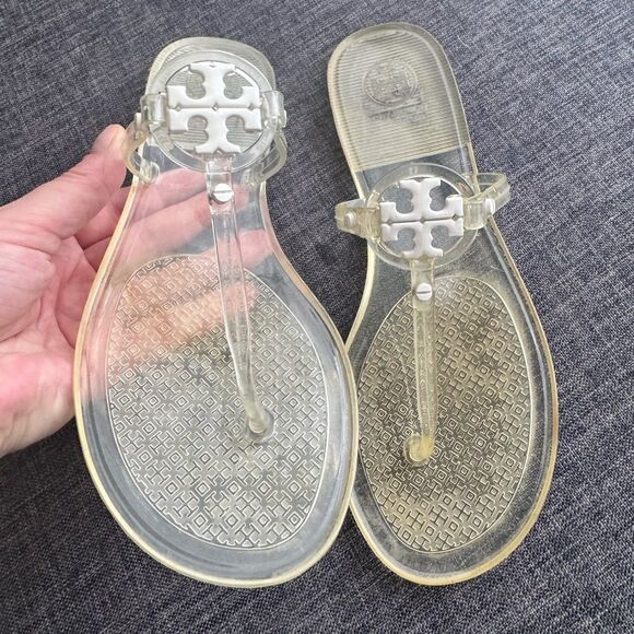 TORY BURCH Women’s Mini Miller Jelly Thong Flip Flop Sandals Clear Sz 8 - Picture 6 of 13